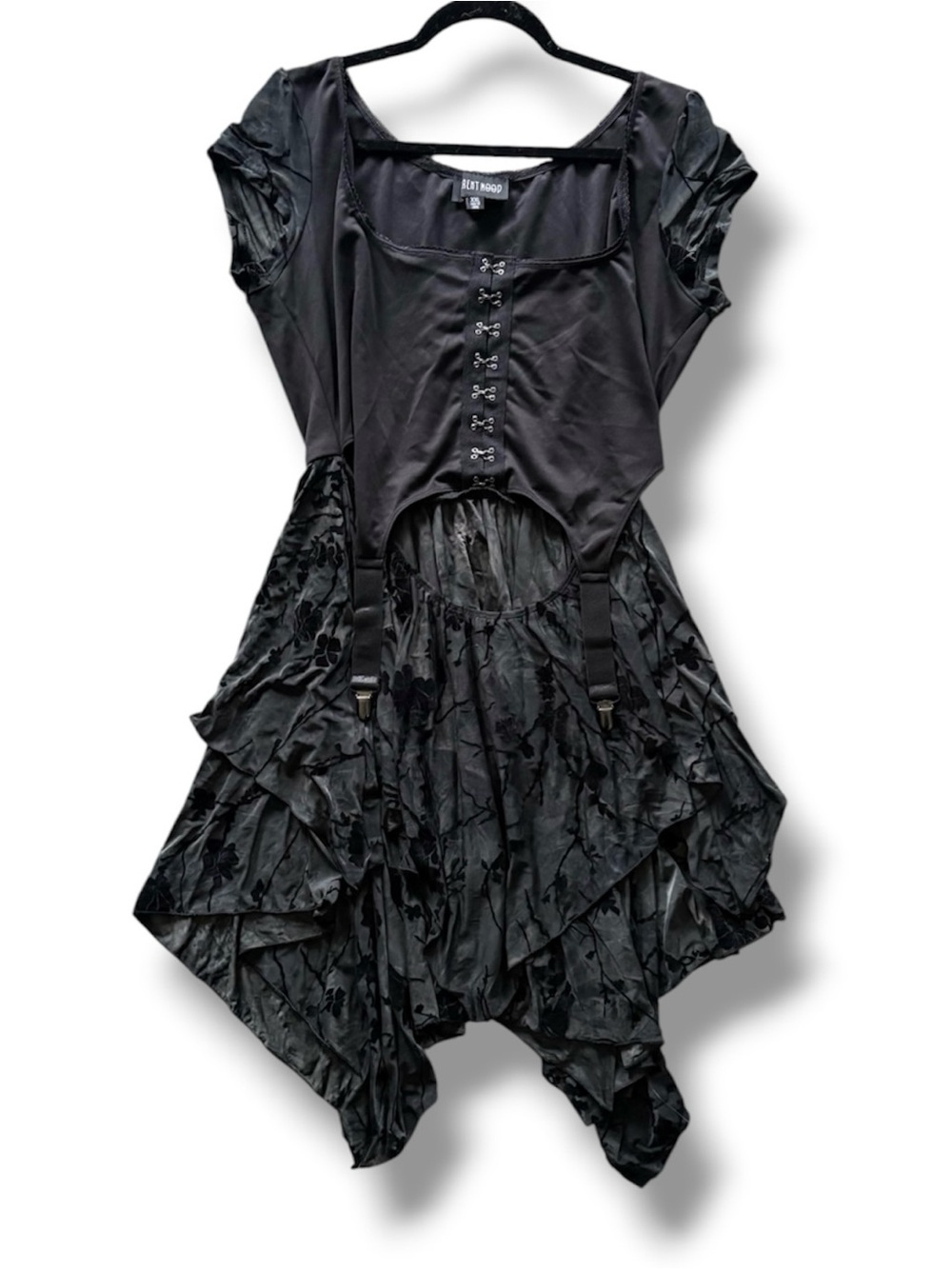 DollsKill | Current Mood NWOT’s Flocked Velvet Floral Asymmetrical Fairy Dress